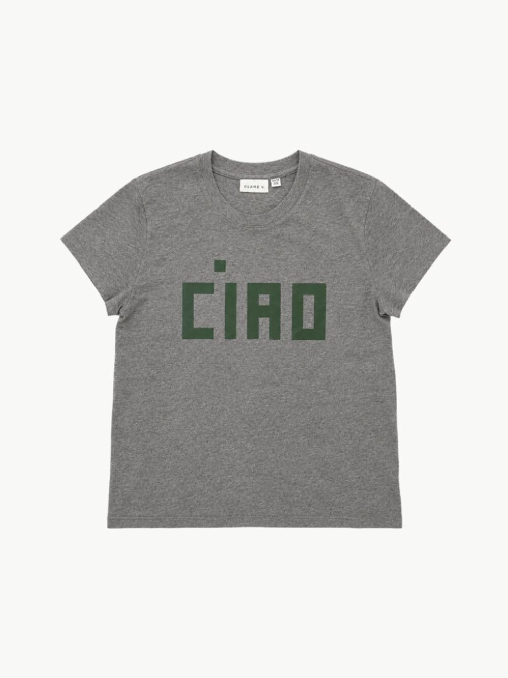Clare V Block Ciao Classic Tee in Grey / Green size Large